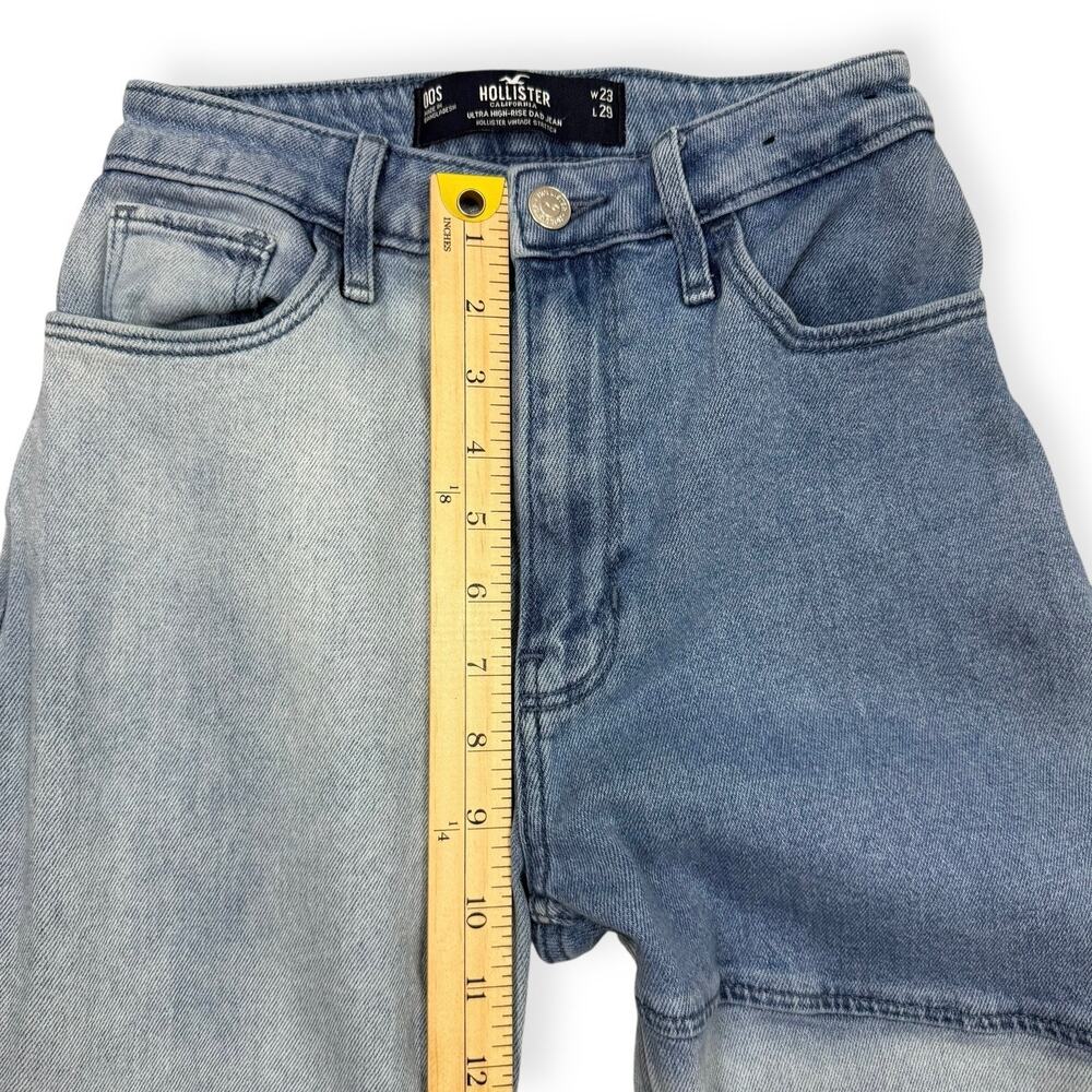 Hollister Patchwork Dad Jeans Ultra High Rise Two Tone Blue Denim‎ 23x29 Y2K - Picture 12 of 13